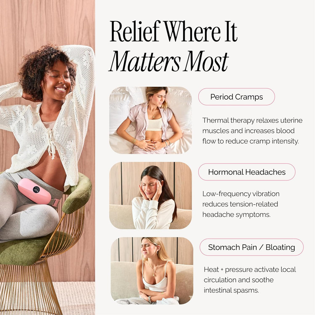 Portable Heating Pad for Period Cramps Relief with Heat & Massage