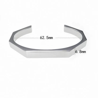 Stainless Steel Hexagon Cuff Bangle