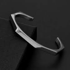 Stainless Steel Hexagon Cuff Bangle